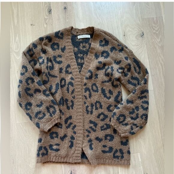 Abercrombie Leopard Open Cardigan Sweater Coat NWOT XSMALL - Picture 7 of 10